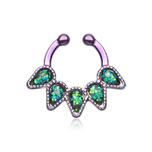 Colorline Opal Quinary Spear WildKlass Fake Septum Clip-On Ring-WildKlass Jewelry