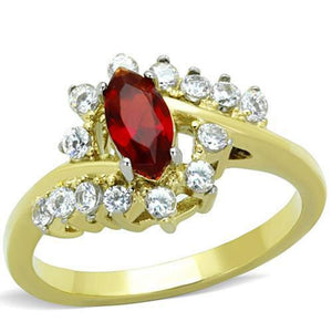 WildKlass Stainless Steel Ring Two-Tone IP Gold Women Synthetic Siam-WildKlass Jewelry