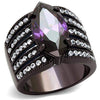 WildKlass Stainless Steel Ring IP Dark Brown (IP Coffee) Women AAA Grade CZ Amethyst-WildKlass Jewelry
