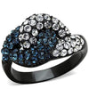WildKlass Stainless Steel Ring IP Black Women Top Grade Crystal Montana-WildKlass Jewelry