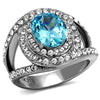 WildKlass Stainless Steel Ring High Polished Women Synthetic Sea Blue-WildKlass Jewelry