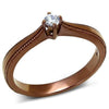 WildKlass Stainless Steel Ring IP Coffee Light Women AAA Grade CZ Clear-WildKlass Jewelry