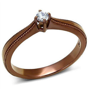WildKlass Stainless Steel Ring IP Coffee Light Women AAA Grade CZ Clear-WildKlass Jewelry