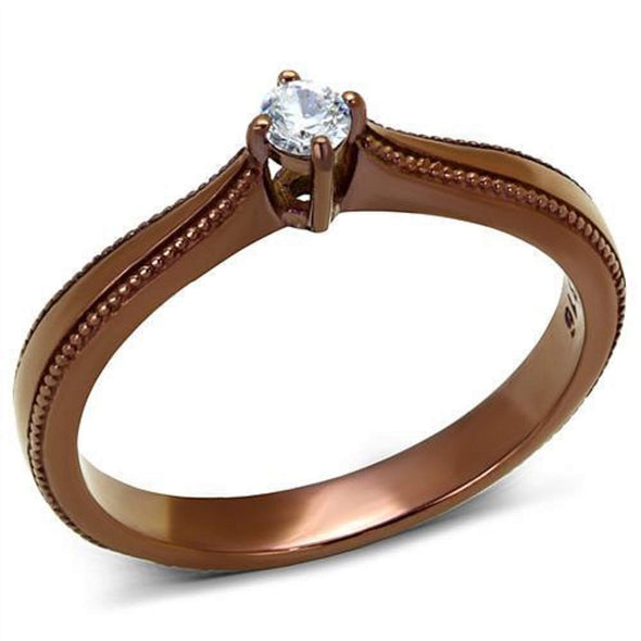 WildKlass Stainless Steel Ring IP Coffee Light Women AAA Grade CZ Clear-WildKlass Jewelry