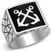 WildKlass Stainless Steel Ring High Polished Men Epoxy Jet-WildKlass Jewelry