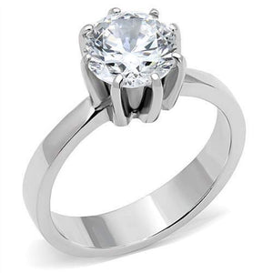 WildKlass Stainless Steel Ring High Polished Women AAA Grade CZ Clear-WildKlass Jewelry