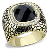 WildKlass Stainless Steel Ring IP GoldMen Synthetic Jet-WildKlass Jewelry