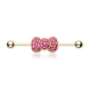 Golden Adorable Bow-Tie Sparkle WildKlass Industrial Barbell-WildKlass Jewelry