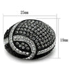 WildKlass Stainless Steel Ring Two-Tone IP Black Women Top Grade Crystal Black Diamond-WildKlass Jewelry