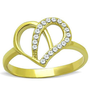 WildKlass Stainless Steel Ring IP Gold Women AAA Grade CZ Clear-WildKlass Jewelry