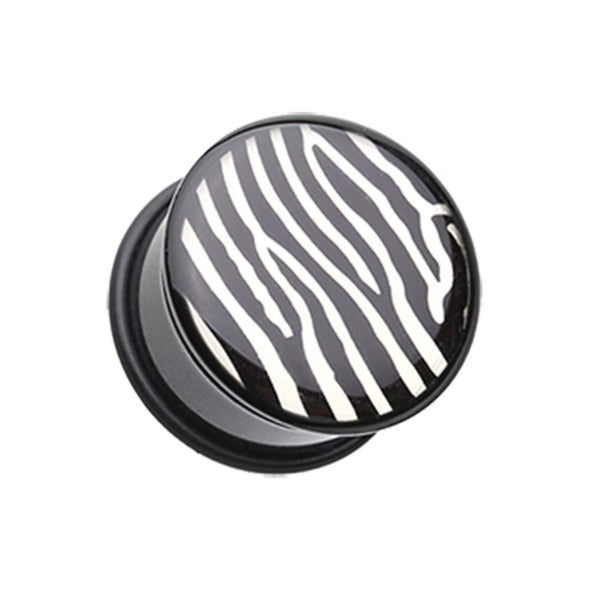 Zebra Print Single Flared Ear Gauge WildKlass Plug-WildKlass Jewelry