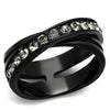 WildKlass Stainless Steel Ring IP Women Top Grade Crystal Black Diamond-WildKlass Jewelry