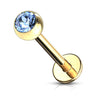 Gold Plated Over 316L Surgical Steel WildKlass Labret Studs with Press Fit Jeweled Ball-WildKlass Jewelry