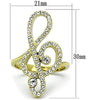 WildKlass Stainless Steel Ring IP Gold Women Top Grade Crystal Clear with Musical Note-WildKlass Jewelry