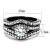 WildKlass Stainless Steel Ring IP Light Black (IP Gun) Women AAA Grade CZ Clear-WildKlass Jewelry