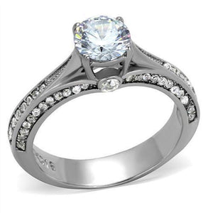 WildKlass Stainless Steel Ring High Polished (no Plating) Women AAA Grade CZ Clear-WildKlass Jewelry