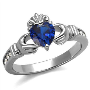 WildKlass Stainless Steel Ring High Polished (no Plating) Women Synthetic London Blue-WildKlass Jewelry