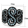 WildKlass Stainless Steel Ring IP Black Women Top Grade Crystal Sea Blue-WildKlass Jewelry
