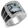 WildKlass Stainless Steel Ring High Polished Men Semi-Precious Jet-WildKlass Jewelry
