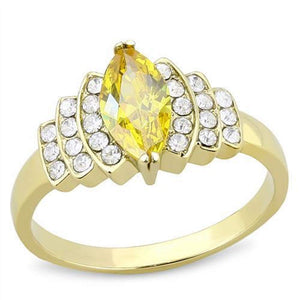 WildKlass Stainless Steel Ring IP Gold Women AAA Grade CZ Topaz-WildKlass Jewelry