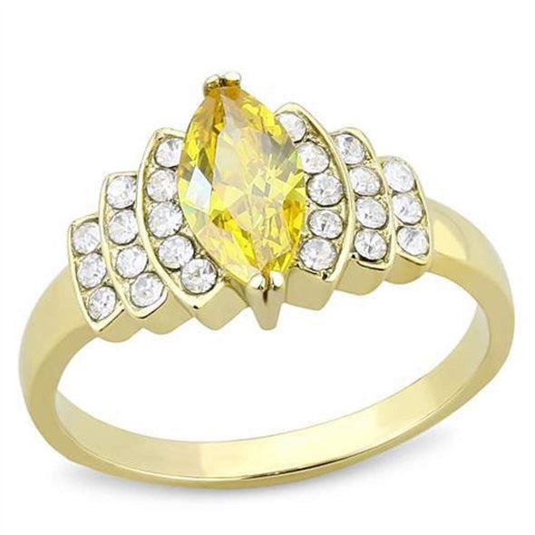 WildKlass Stainless Steel Ring IP Gold Women AAA Grade CZ Topaz-WildKlass Jewelry