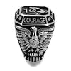 WildKlass Navy Stainless Steel Ring High Polished Men Epoxy Jet-WildKlass Jewelry