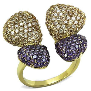 WildKlass Stainless Steel Ring IP Gold Women AAA Grade CZ Multi Color-WildKlass Jewelry