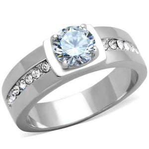 WildKlass Stainless Steel Ring High Polished (no Plating) Men AAA Grade CZ Clear-WildKlass Jewelry