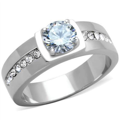 WildKlass Stainless Steel Ring High Polished (no Plating) Men AAA Grade CZ Clear-WildKlass Jewelry