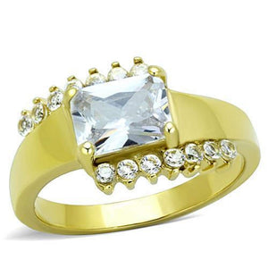 WildKlass Stainless Steel Ring IP Gold Women AAA Grade CZ Clear-WildKlass Jewelry