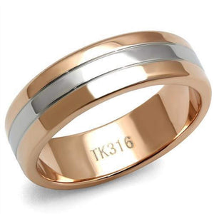 WildKlass Stainless Steel Ring Two-Tone IP Rose Gold Men-WildKlass Jewelry