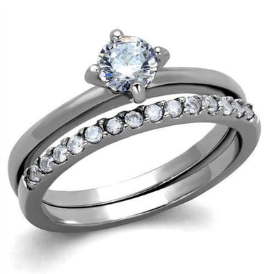 WildKlass Stainless Steel Ring High Polished (no Plating) Women AAA Grade CZ Clear-WildKlass Jewelry