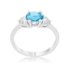 WildKlass 1.2ct Blue Topaz CZ Rhodium Plated Classic Oval Ring-WildKlass Jewelry