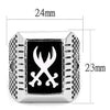WildKlass Stainless Steel Ring High Polished Men Semi-Precious Jet-WildKlass Jewelry