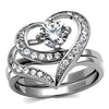 WildKlass Stainless Steel Ring High Polished Women AAA Grade CZ Clear-WildKlass Jewelry