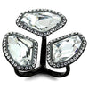 WildKlass Stainless Steel Ring IP Black Women Top Grade Crystal Clear-WildKlass Jewelry