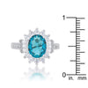 WildKlass 3ct Aqua CZ Rhodium Plated Classic Ring-WildKlass Jewelry