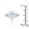 WildKlass 5.8ct CZ Rhodium Plated Pear Cocktail Ring-WildKlass Jewelry