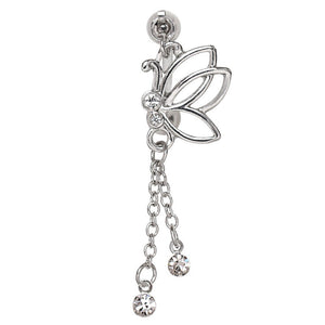 316L Stainless Steel Top Down Jeweled Butterfly Dangle WildKlass Navel Ring-WildKlass Jewelry