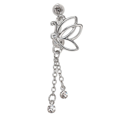 316L Stainless Steel Top Down Jeweled Butterfly Dangle WildKlass Navel Ring-WildKlass Jewelry