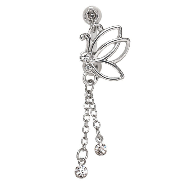 316L Stainless Steel Top Down Jeweled Butterfly Dangle WildKlass Navel Ring-WildKlass Jewelry