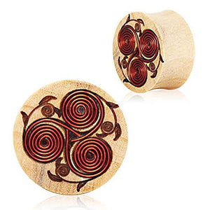 Organic Crocodile Wood WildKlass Saddle Plug with Trisquel Copper Wire Inlay-WildKlass Jewelry