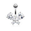 Large CZ Butterfly 316L Surgical Steel WildKlass Belly Button Navel Rings-WildKlass Jewelry