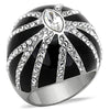 WildKlass Stainless Steel Ring High Polished (no Plating) Women Top Grade Crystal Clear-WildKlass Jewelry