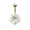 Marquise CZ Peacock 316L Surgical Steel WildKlass Belly Button Navel Rings-WildKlass Jewelry