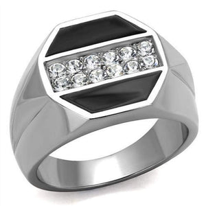 WildKlass Stainless Steel Ring High Polished Men Top Grade Crystal Clear-WildKlass Jewelry