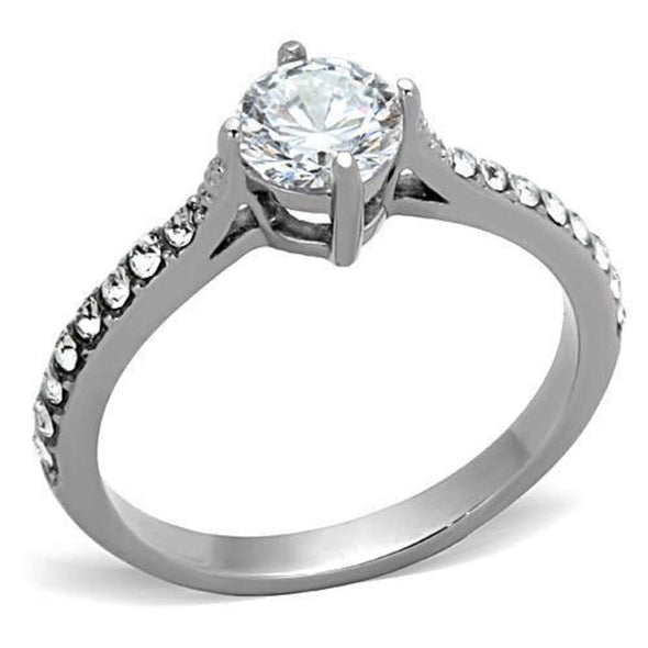 WildKlass Stainless Steel Pave Ring High Polished (no Plating) Women AAA Grade CZ Clear-WildKlass Jewelry