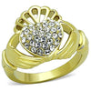 WildKlass Stainless Steel Ring IP Gold Women Top Grade Crystal Clear-WildKlass Jewelry