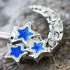 316L Stainless Steel Jeweled Moon and Star WildKlass Nipple Bar-WildKlass Jewelry