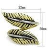 WildKlass Stainless Steel Ring Two-Tone IP Gold Women Leaf Epoxy Jet-WildKlass Jewelry